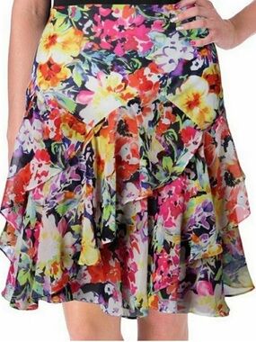 LAUREN Ralph Lauren Georgette A-Line Skirt in Multicolor Floral Tiered Layers 8